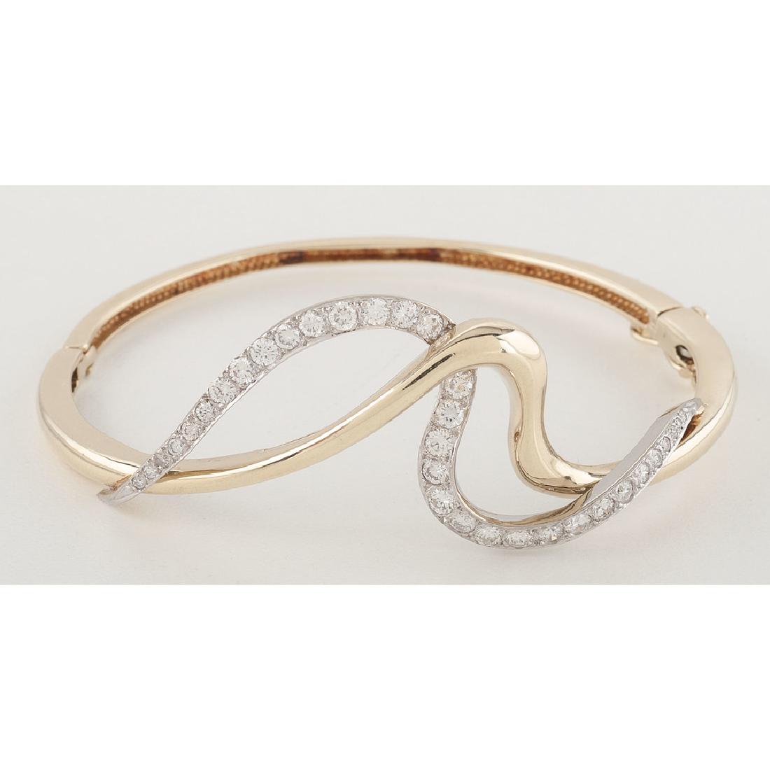 Jose Hess 14 Karat Two-Tone Diamond Bangle Bracelet (1 of 6)