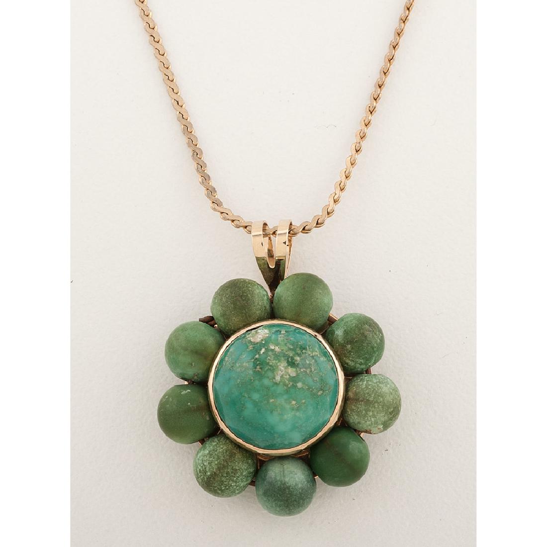 14 Karat Yellow Gold Turquoise Pendant (1 of 3)
