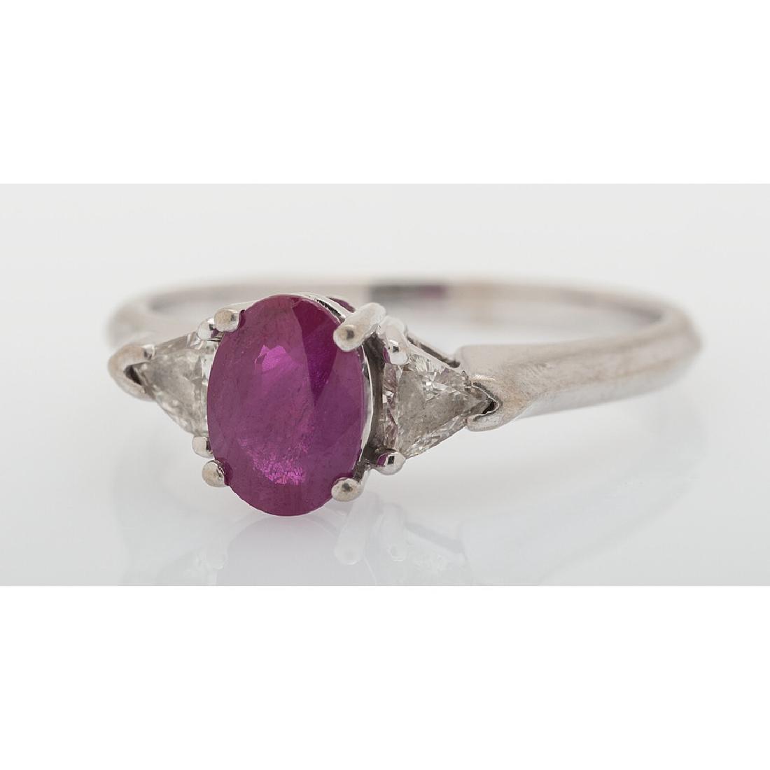14 Karat White Gold Glass-Filled Ruby and Diamond Ring (1 of 5)
