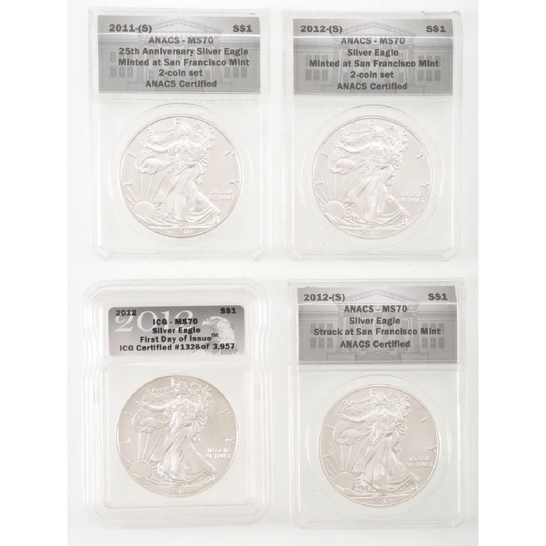 United States Eagle Silver Dollars, Lot of Four (1 of 3)