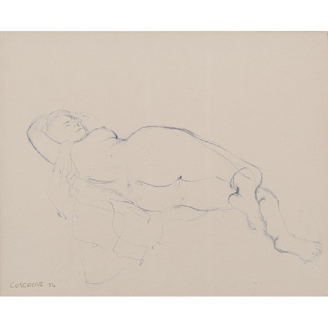 Stanley Morel Cosgrove (Canadian, 1911-2002) Ballpoint: Reclining Nude and Profile Nude Bust two ballpoint pen drawings 1956 signed and dated '56 l.l. and l.r., respectively each framed 6.75 x 8.5 in. (sight), 11.25 x 12.75 i