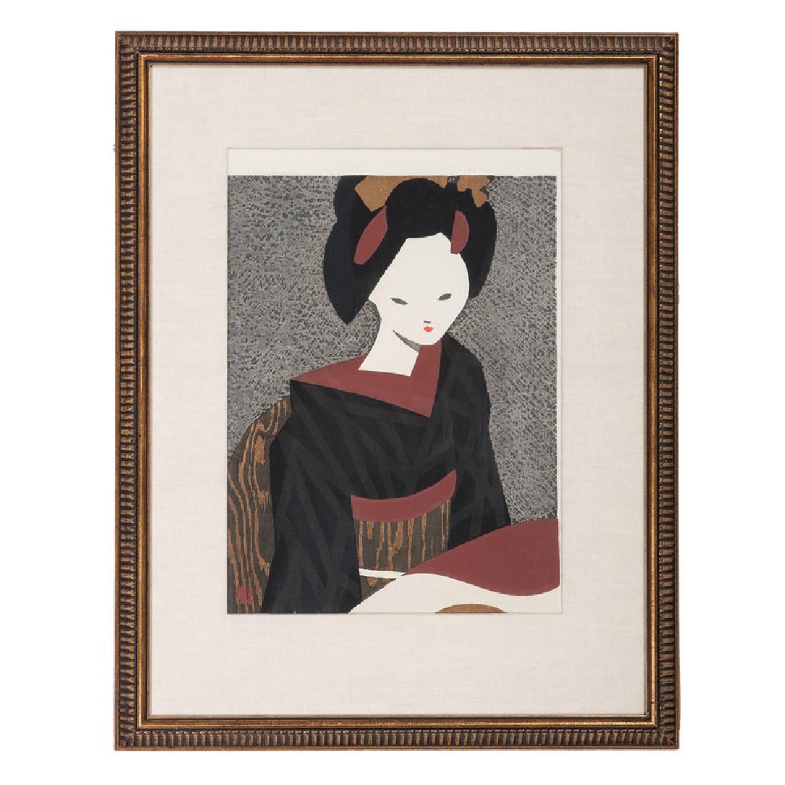 Kiyoshi Saito (Japanese, 1907-1997): Untitled (Portraits) woodblock print (2) each signed and dated 1961 one numbered 164/300, the other 97/300 in pencil lower margins framed 23.5 x 17.75 in. (sheet siz