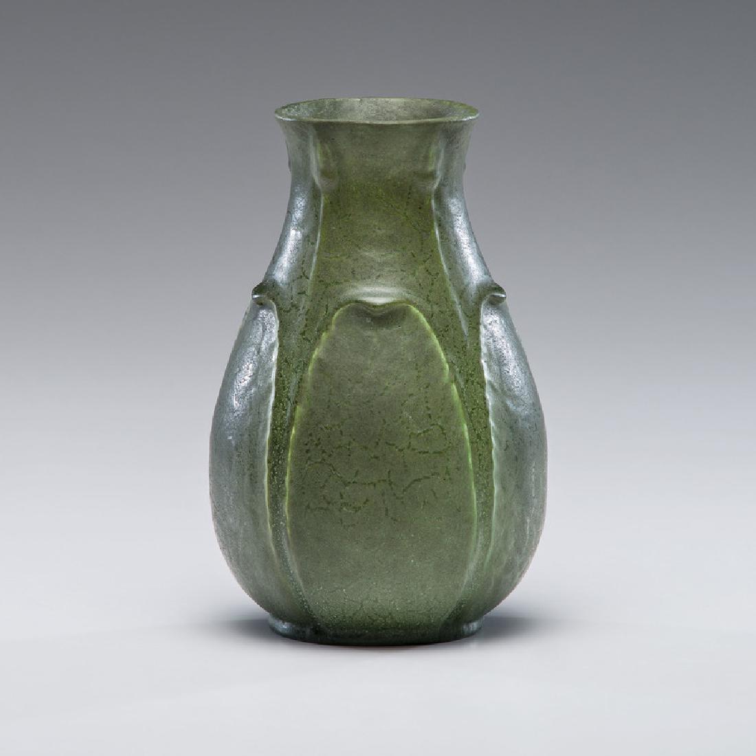 Ruth Erickson for Grueby Faience Company Vase: American (Massachusetts), early 20th century. A Grueby Faience Company vase executed by Ruth Erickson, underside with impressed pottery mark, artist initials and 65; ht. 7.5 in.