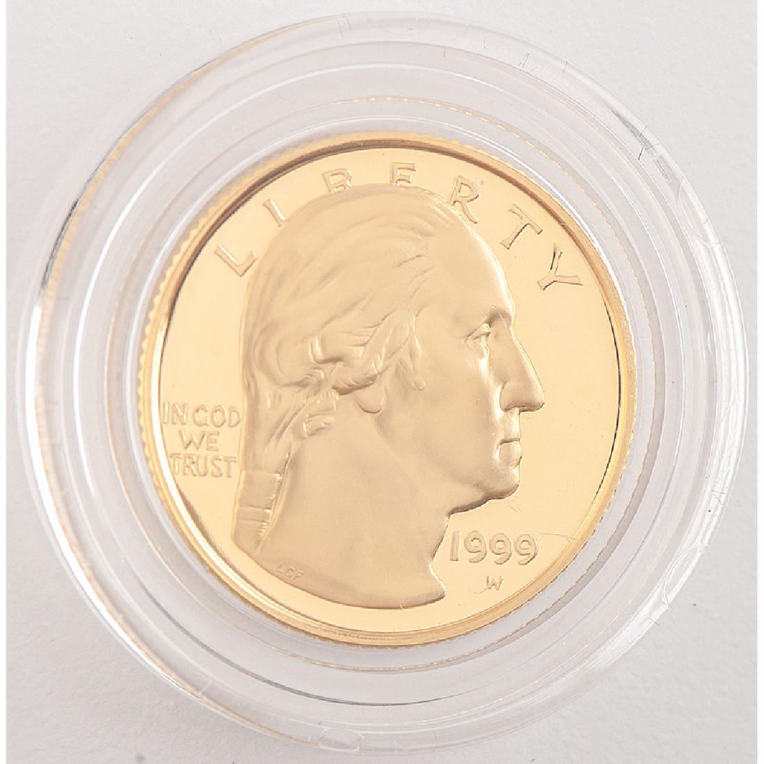 United States George Washington Death Bicentennial Gold: United States George Washington Death Bicentennial Gold $5 1999-W, Proof One United States George Washington Death Bicentennial $5 Gold: 1999-W, Proof.
