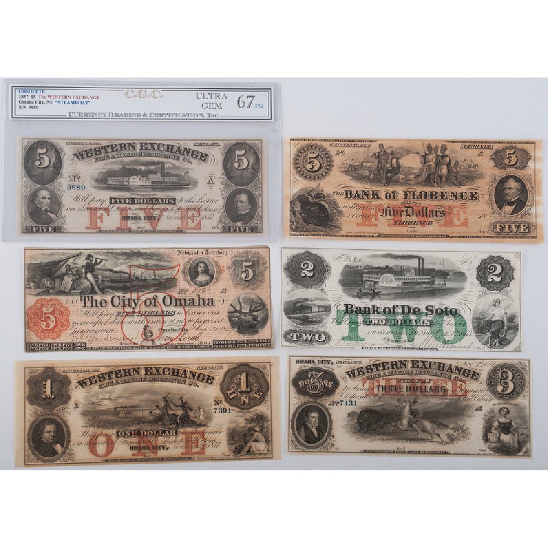 Nebraska Territory Obsolete Currency, Lot of Six (1 of 2)