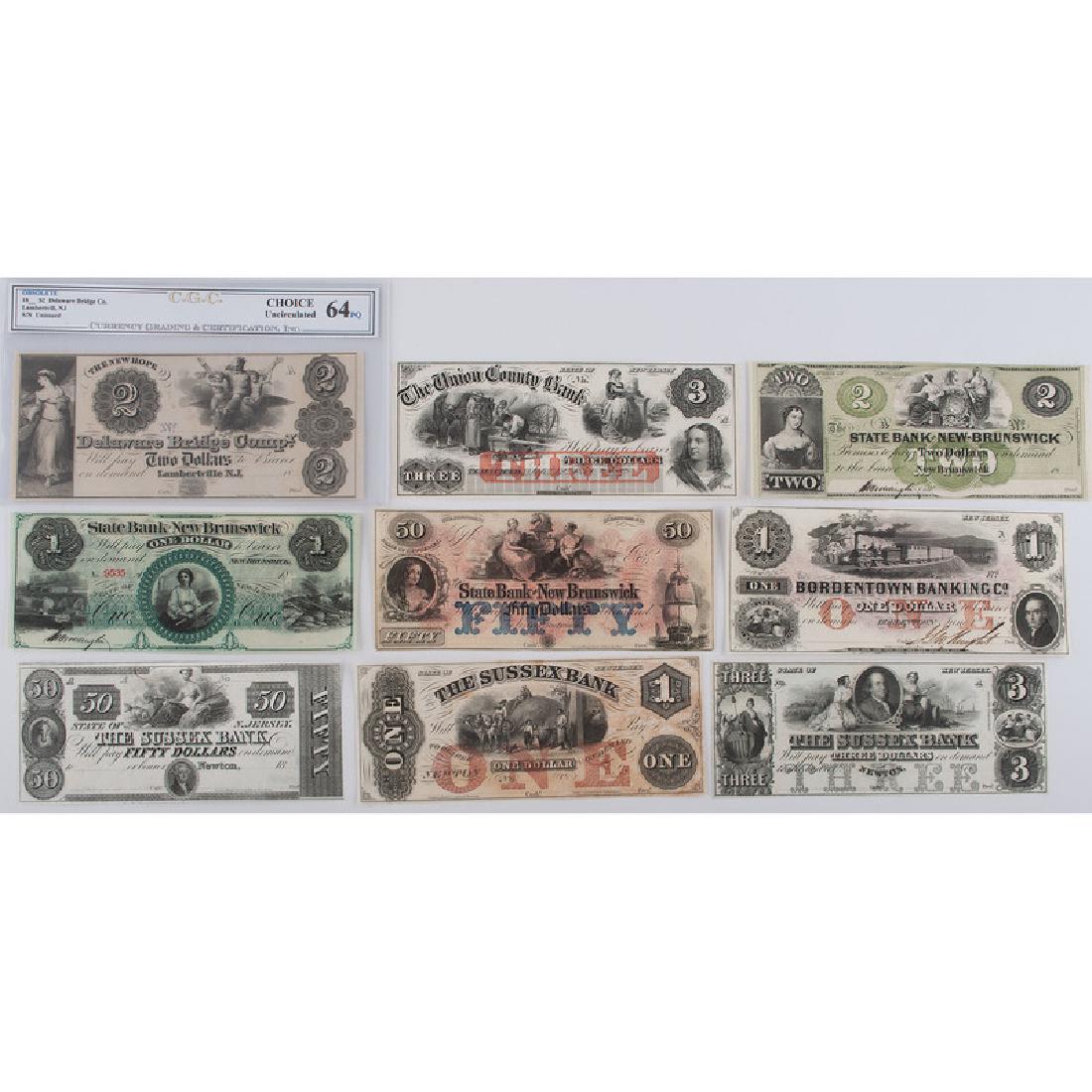 New Jersey Obsolete Currency, Lot of Nine (1 of 2)