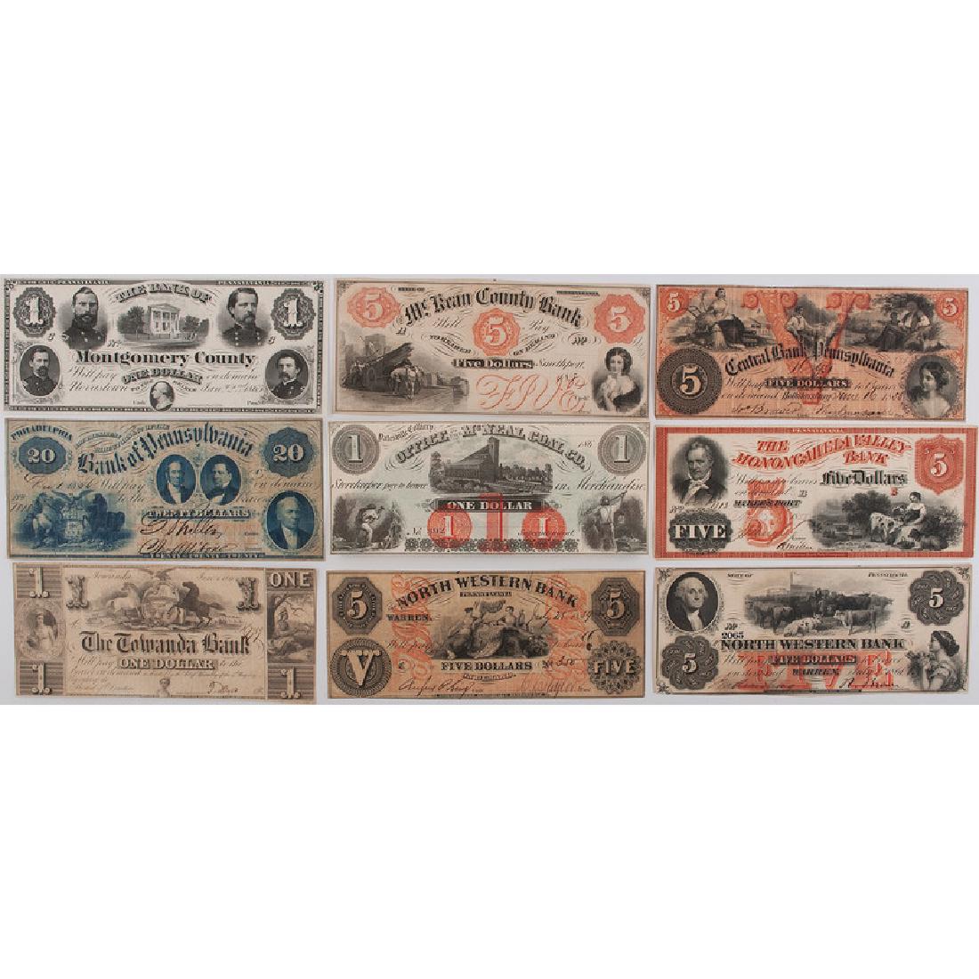 Pennsylvania Obsolete Currency, Lot of Nine (1 of 2)