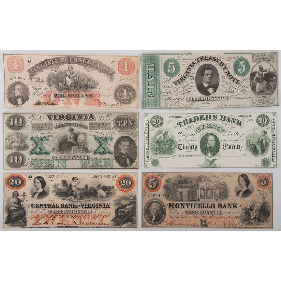 Virginia Obsolete Currency, Lot of Six (1 of 2)
