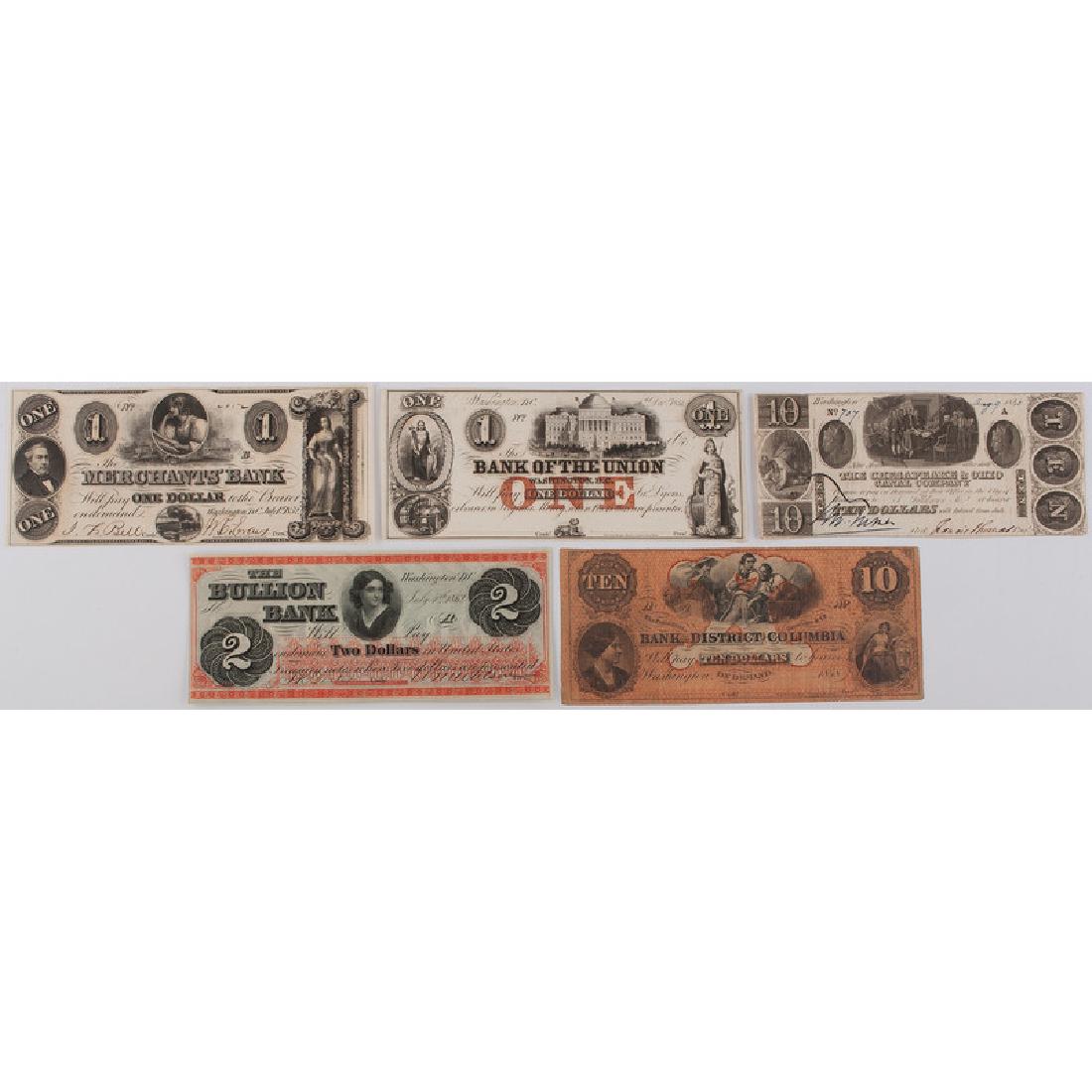 District of Columbia Obsolete Currency, Lot of Five (1 of 2)