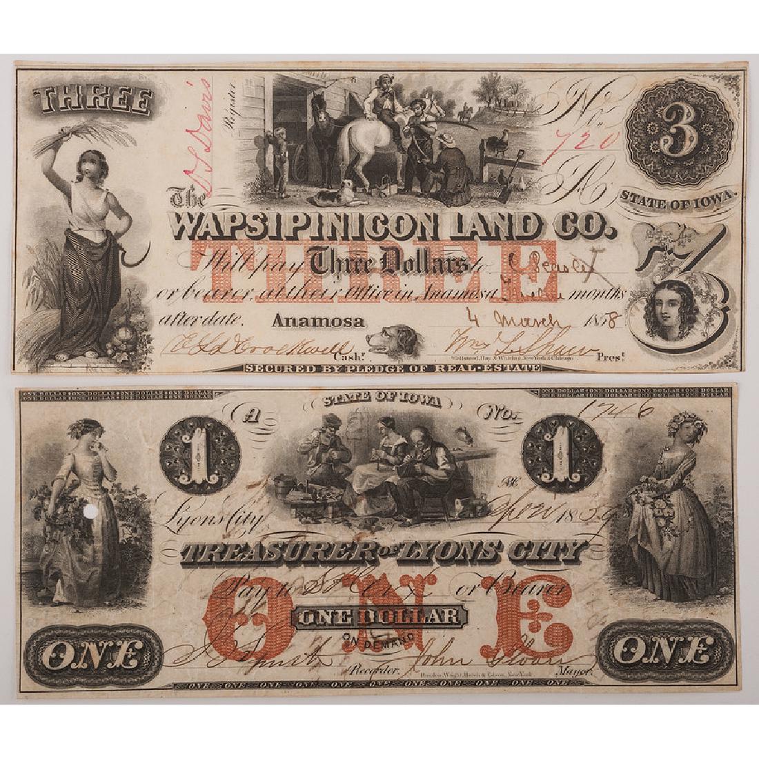 Iowa Obsolete Currency, Lot of Two (1 of 2)