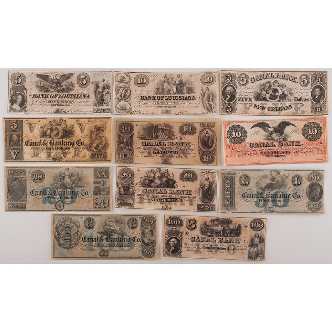 Louisiana Obsolete Currency, Lot of Eleven (1 of 2)