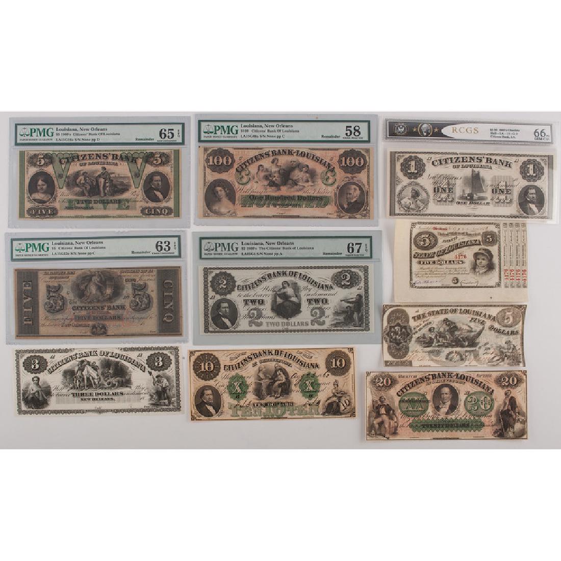 Louisiana Obsolete Currency, Lot of Ten (1 of 2)