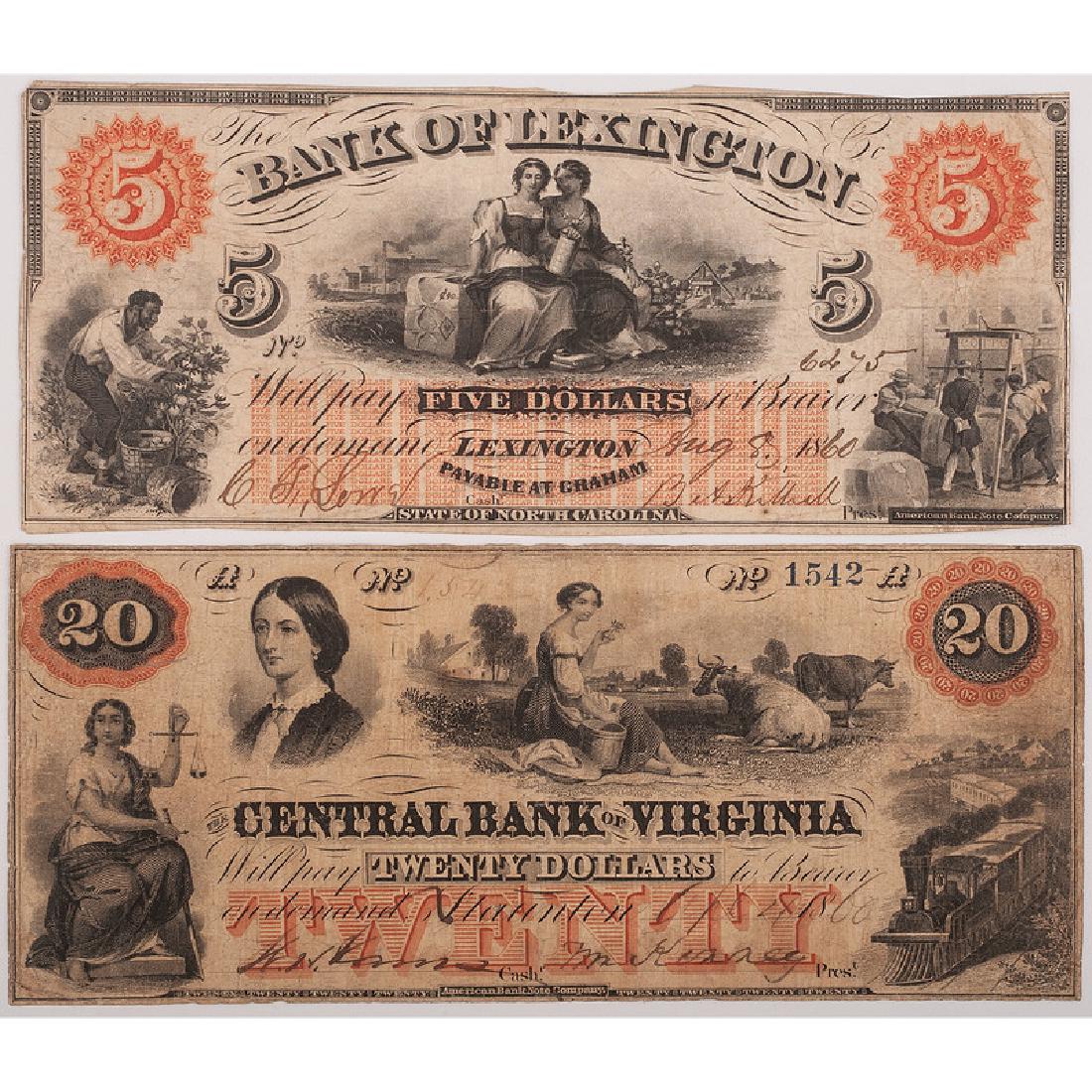 Virginia and North Carolina Obsolete Currency, Lot of (1 of 2)
