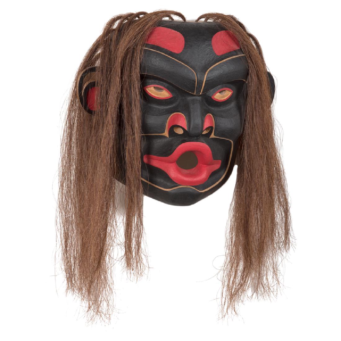 Tony Hunt Jr. (Kwakwaka'wakw, b. 1961) Carved Wood Mask: Dzunukwa, Wild Woman of the Woods signed and dated overall length 26 in. x width 18 in. 2001