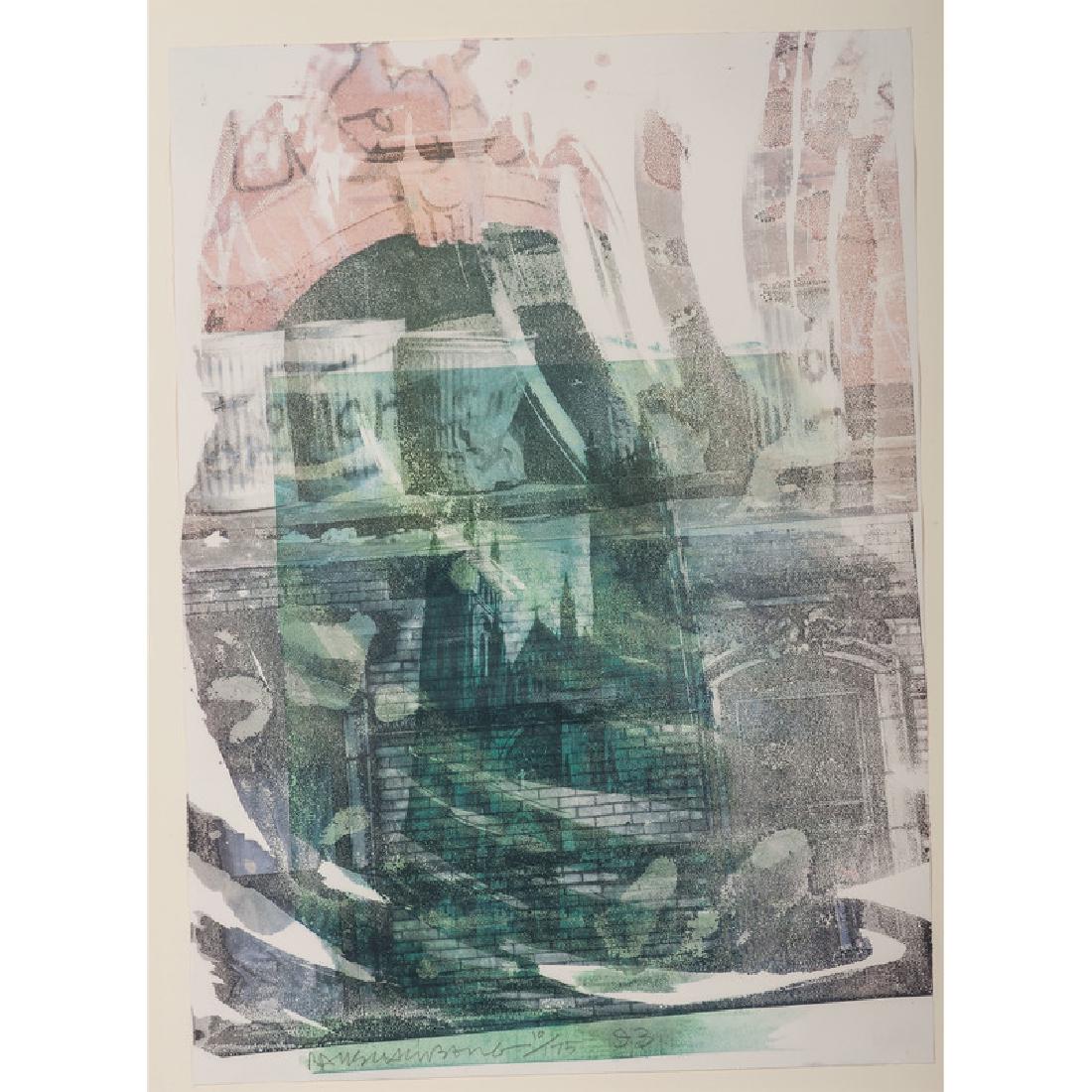 Robert Rauschenberg (American, 1925-2008): St. John the Devine (Cathedral Print) lithograph signed, numbered 10/175 and dated 93 on bottom center framed 36 x 25 in. (sheet) 47.5 x 36 in. (frame)