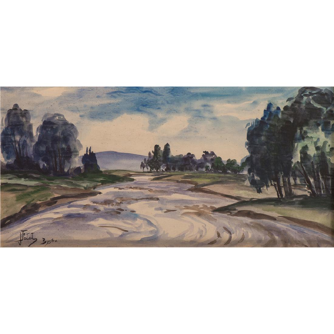 Julian Falat (Polish, 1853-1929): Bystra watercolor ; signed and titled l.l. framed 11.25 x 23 in. (sight) 17 x 29 in. (frame)