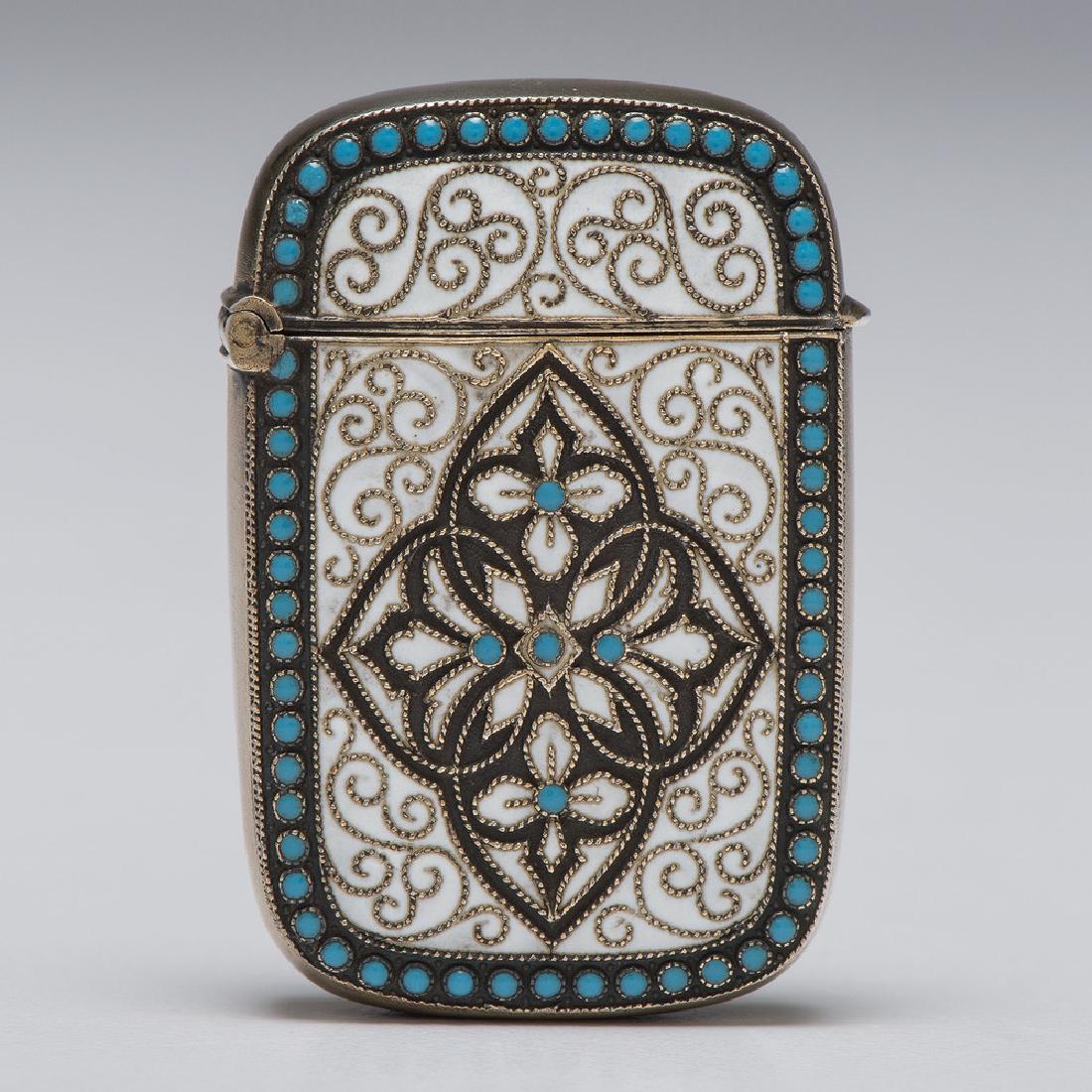Marius Hammer Silver Plique-à-Jour Match Safe: Norwegian, late 19th-early 20th century. A silver match safe with fine plique-à-jour decoration by Marius Hammer, marked on interior rim MH 930S ; ht. 1.25, wd. 1 1/8 in. Provenance: Property f