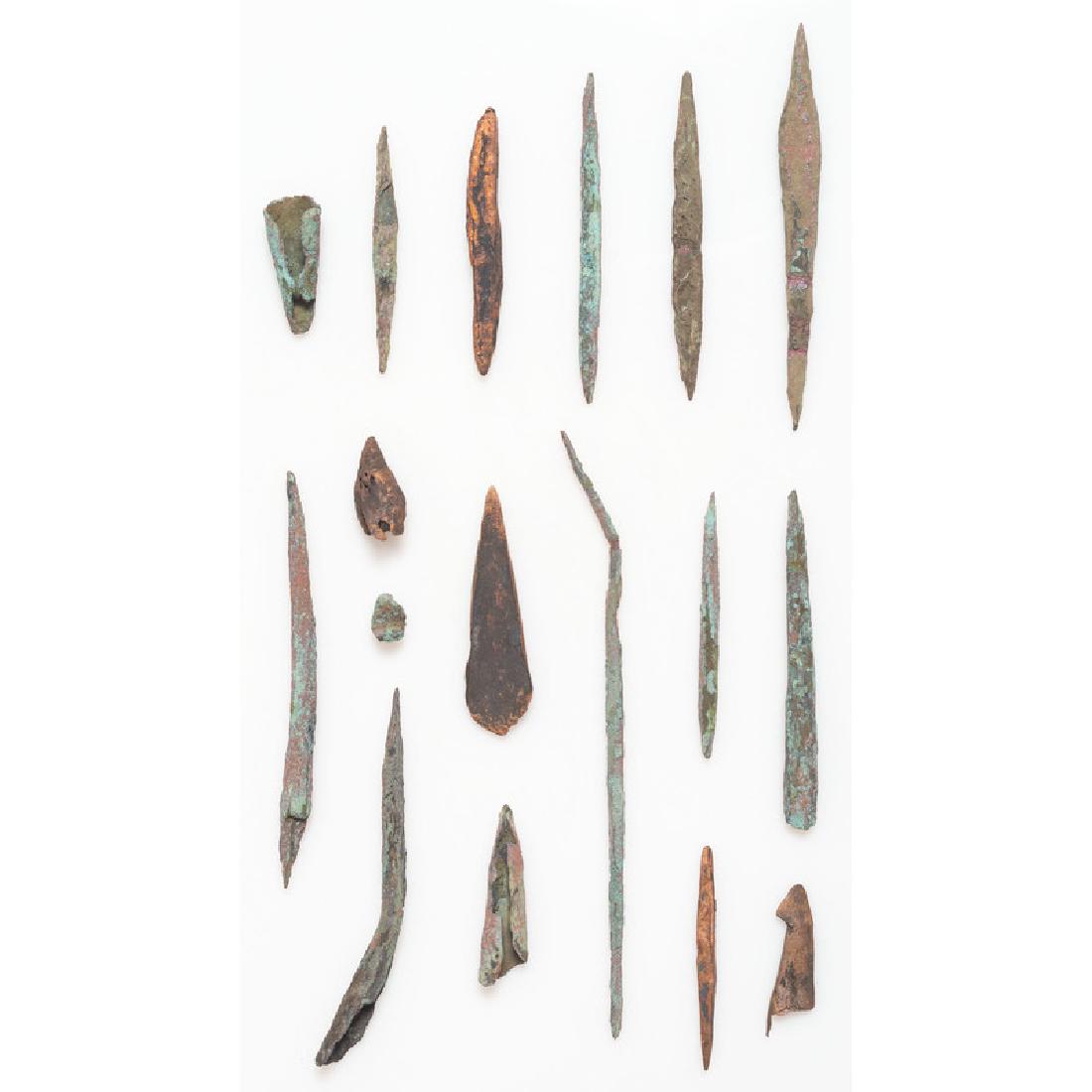 A Frame of Old Copper Culture Awls and Points,: A Frame of Old Copper Culture Awls and Points, From the Collection of Roger "Buzzy" Mussatti, Michigan Old Copper Culture, 7000-3000 B.C. Lake Gogebic, Michigan Lac du Flambeau, Vilas County, Wisconsi