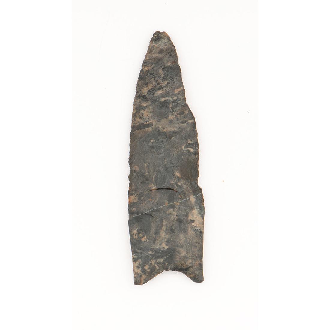 A Coshocton Flint Clovis Point,: A Coshocton Flint Clovis Point, From the Collection of Jon Anspaugh, Wapakoneta, Ohio Paleo Indian Period, 13,000-7000 B.C. Knox County, Ohio length 4 in.