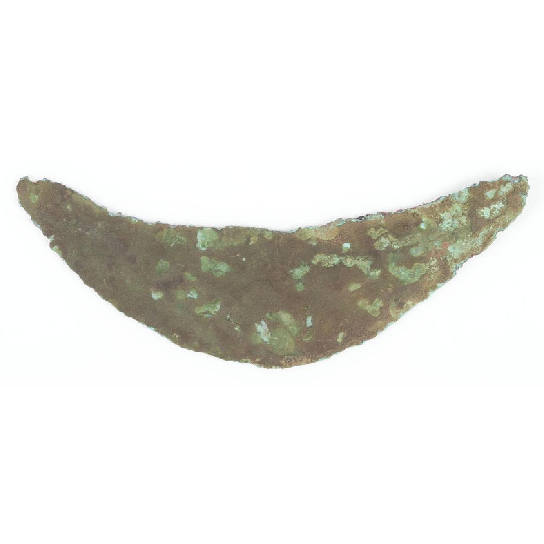 A Large Old Copper Culture Crescent,: A Large Old Copper Culture Crescent, From the Collection of Roger "Buzzy" Mussatti, Michigan Old Copper Culture, 7000-3000 B.C. Keweenaw, Michigan length 8.25 in.