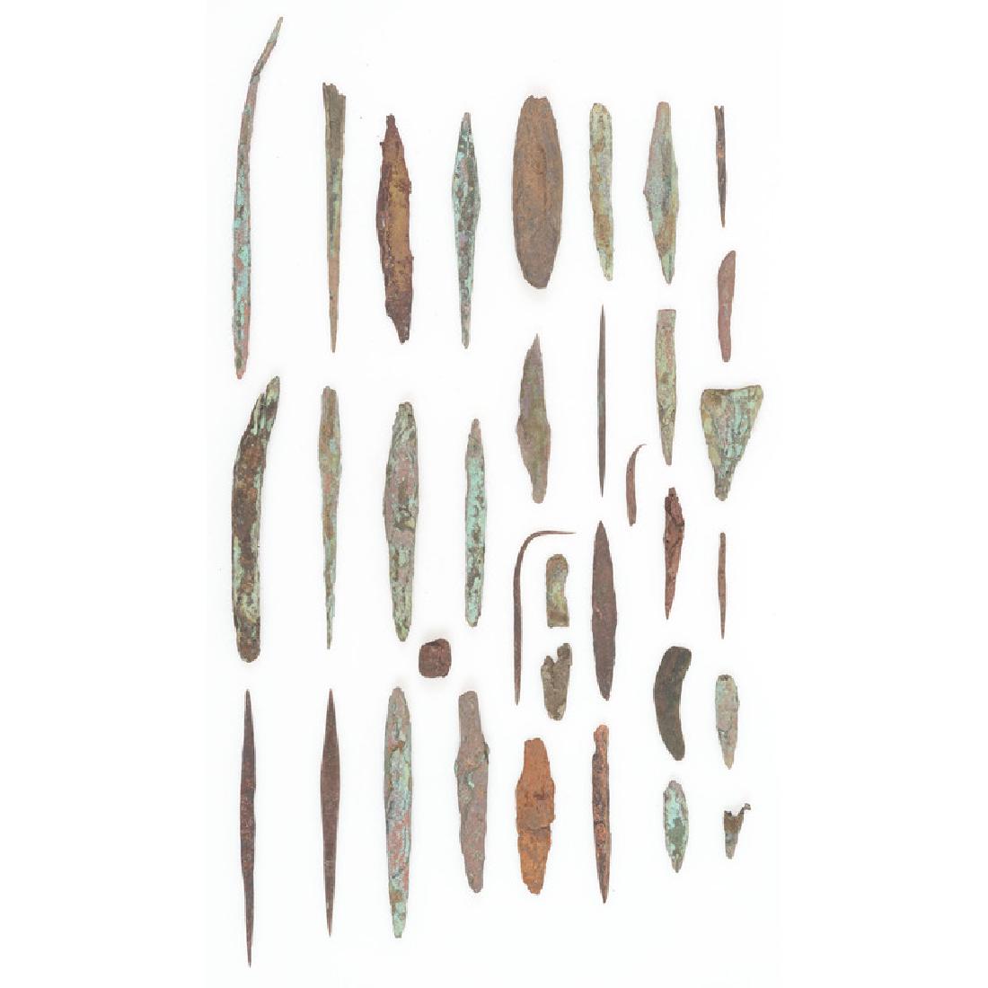 A Collection of Old Copper Culture Tools,: A Collection of Old Copper Culture Tools, From the Collection of Roger "Buzzy" Mussatti, Michigan Old Copper Culture, 7000-3000 B.C. Keweenaw County, Michigan Vilas County, Wisconsin lot of 34, longes