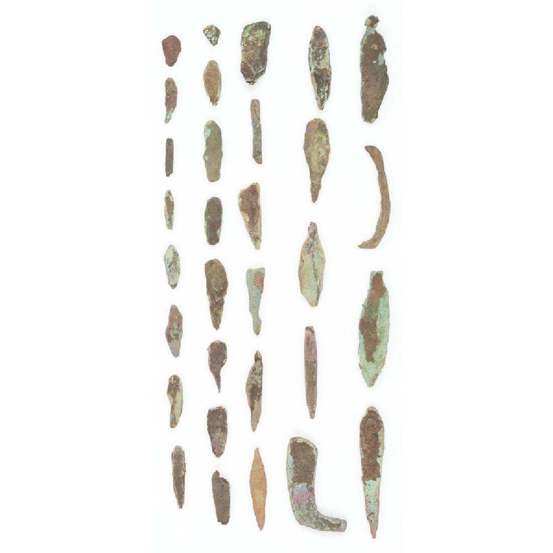 Old Copper Culture Tools,: Old Copper Culture Tools, From the Collection of Roger "Buzzy" Mussatti, Michigan Old Copper Culture, 7000-3000 B.C. Gogebic County, Michigan lot of 30, longest 3 in.