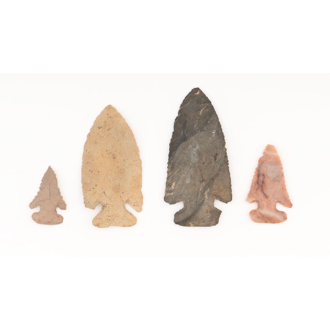 Four Thebes Points,: Four Thebes Points, From the Collection of Jon Anspaugh, Wapakoneta, Ohio Early Archaic Period, 10,000-8000 B.C. Clark County, Ohio [smallest] lot of 4, longest 4.5 in.