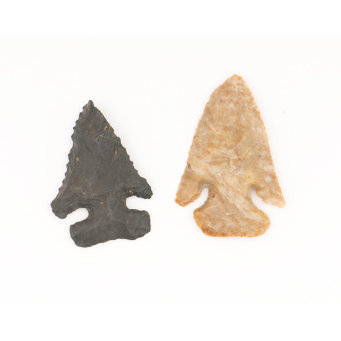 Two Thebes Points,: Two Thebes Points, From the Collection of Jon Anspaugh, Wapakoneta, Ohio Early Archaic Period, 10,000-8000 B.C. lot of 2, longest 3 in.
