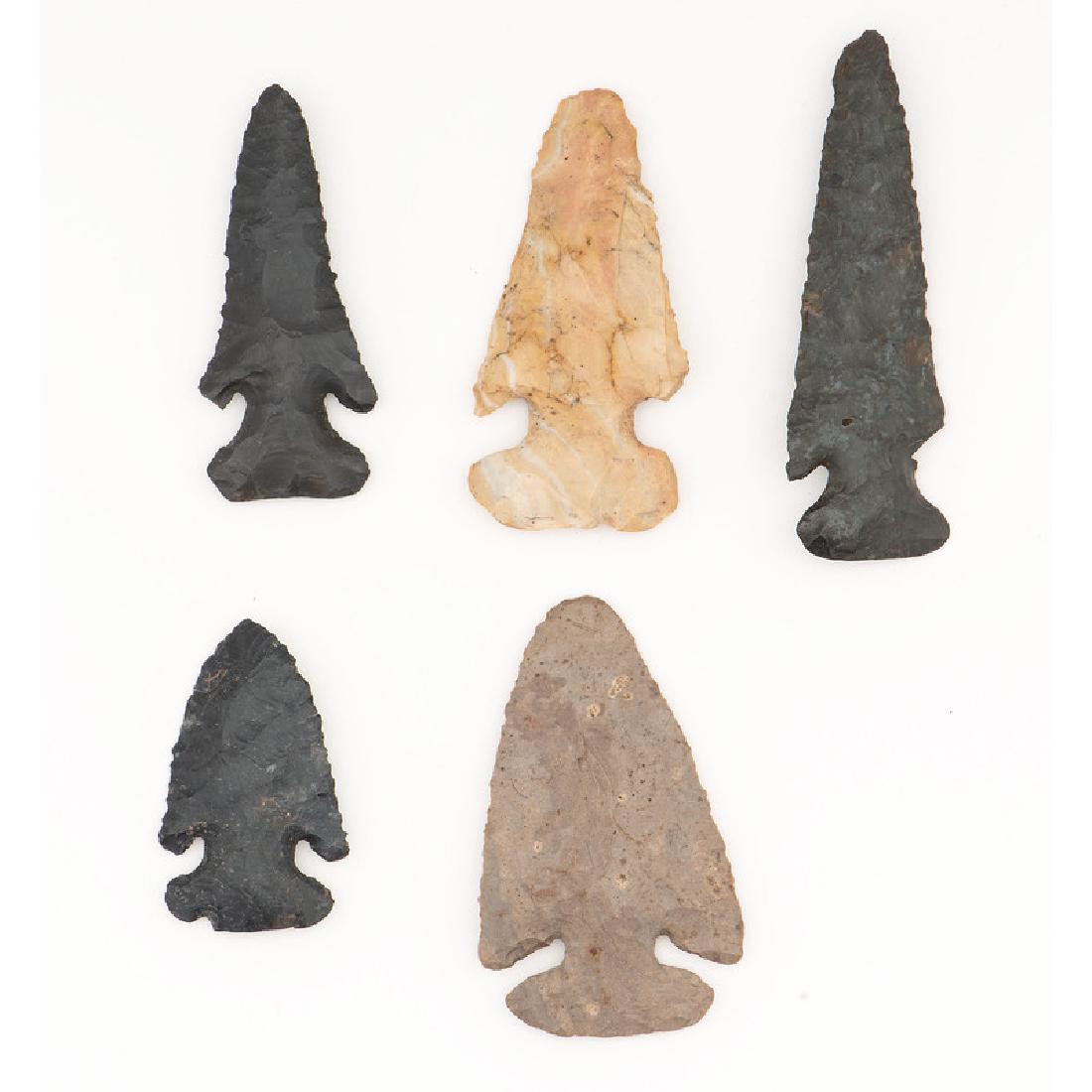 A Collection of Thebes Points,: A Collection of Thebes Points, From the Collection of Jon Anspaugh, Wapakoneta, Ohio Early Archaic Period, 10,000-8000 B.C. lot of 5, longest 4 in,