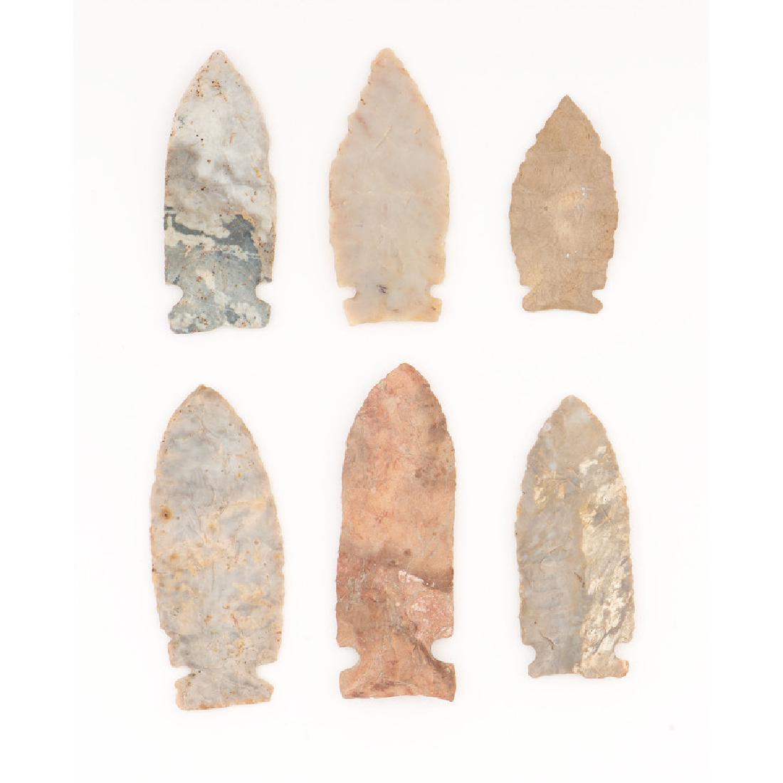 Six Side Notched Points,: Six Side Notched Points, From the Collection of Jon Anspaugh, Wapakoneta, Ohio Archaic Period, 8000-500 B.C. Delaware County, Ohio [second largest] Pickaway County, Ohio [smallest] lot of 6, longest 3