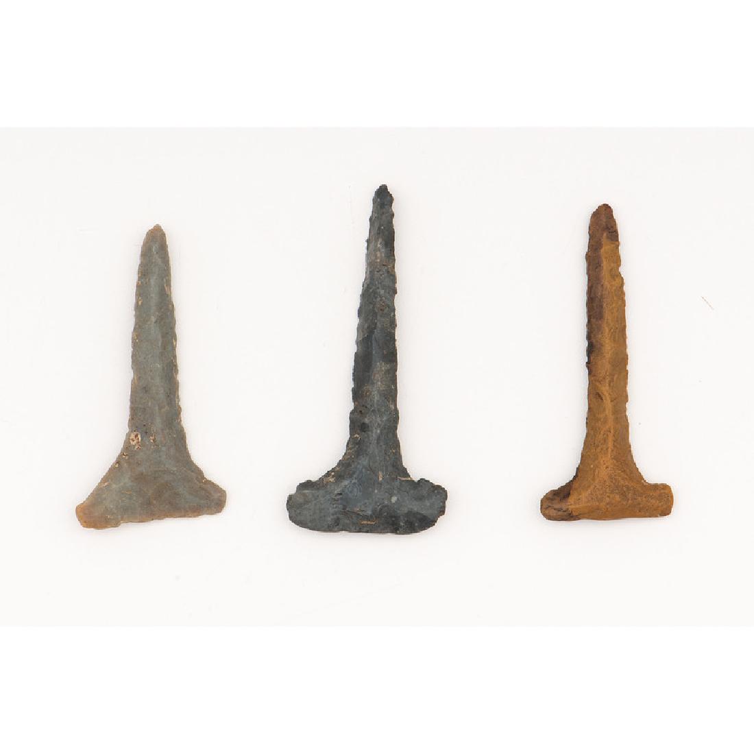 Three T-Drills,: Three T-Drills, From the Collection of Jon Anspaugh, Wapakoneta, Ohio Archaic Period, 8000-500 B.C. lot of 3, longest 3.25 in.