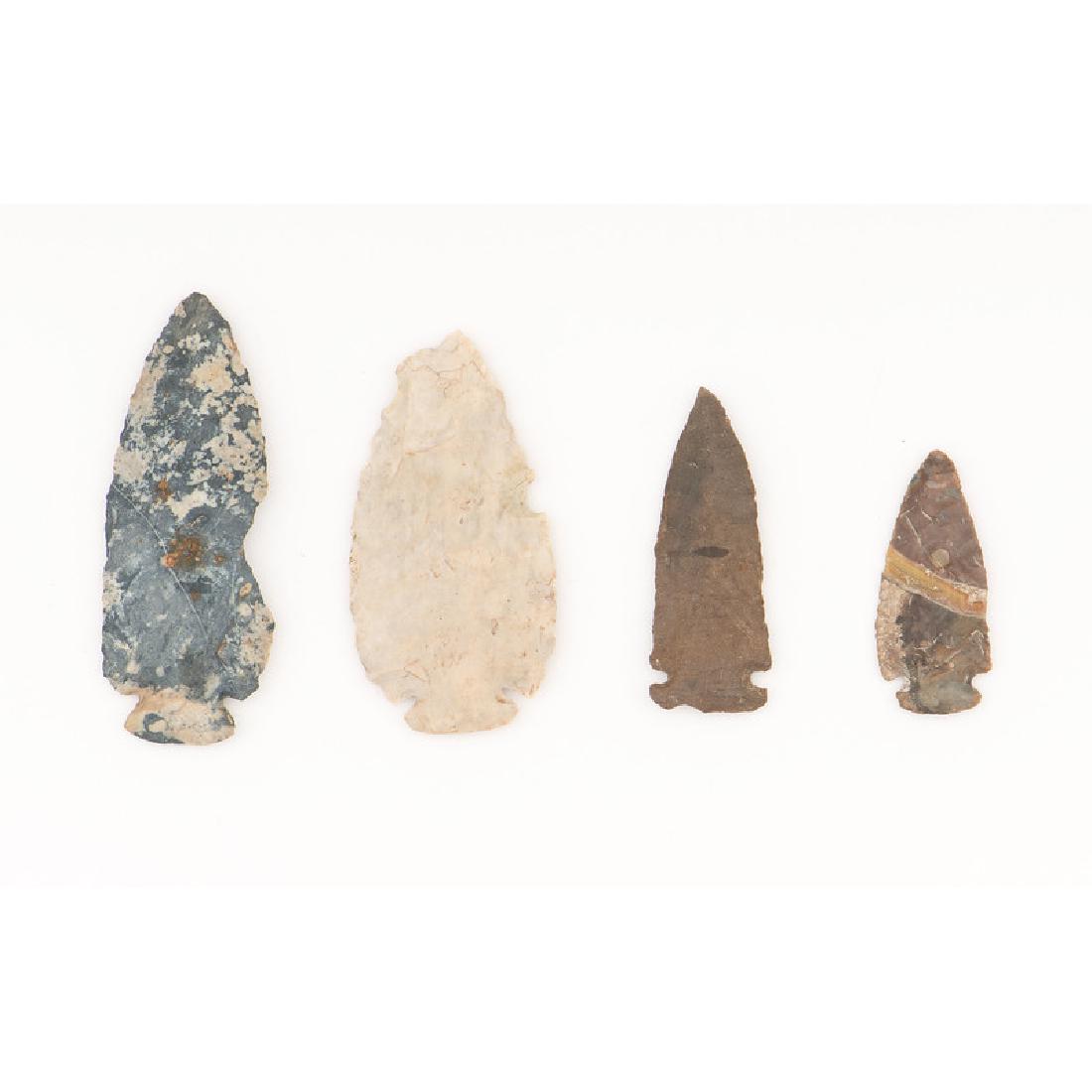 Four St. Charles Dovetail Points,: Four St. Charles Dovetail Points, From the Collection of Jon Anspaugh, Wapakoneta, Ohio Archaic Period, 8000-500 B.C. lot of 4, longest 3.5 in.
