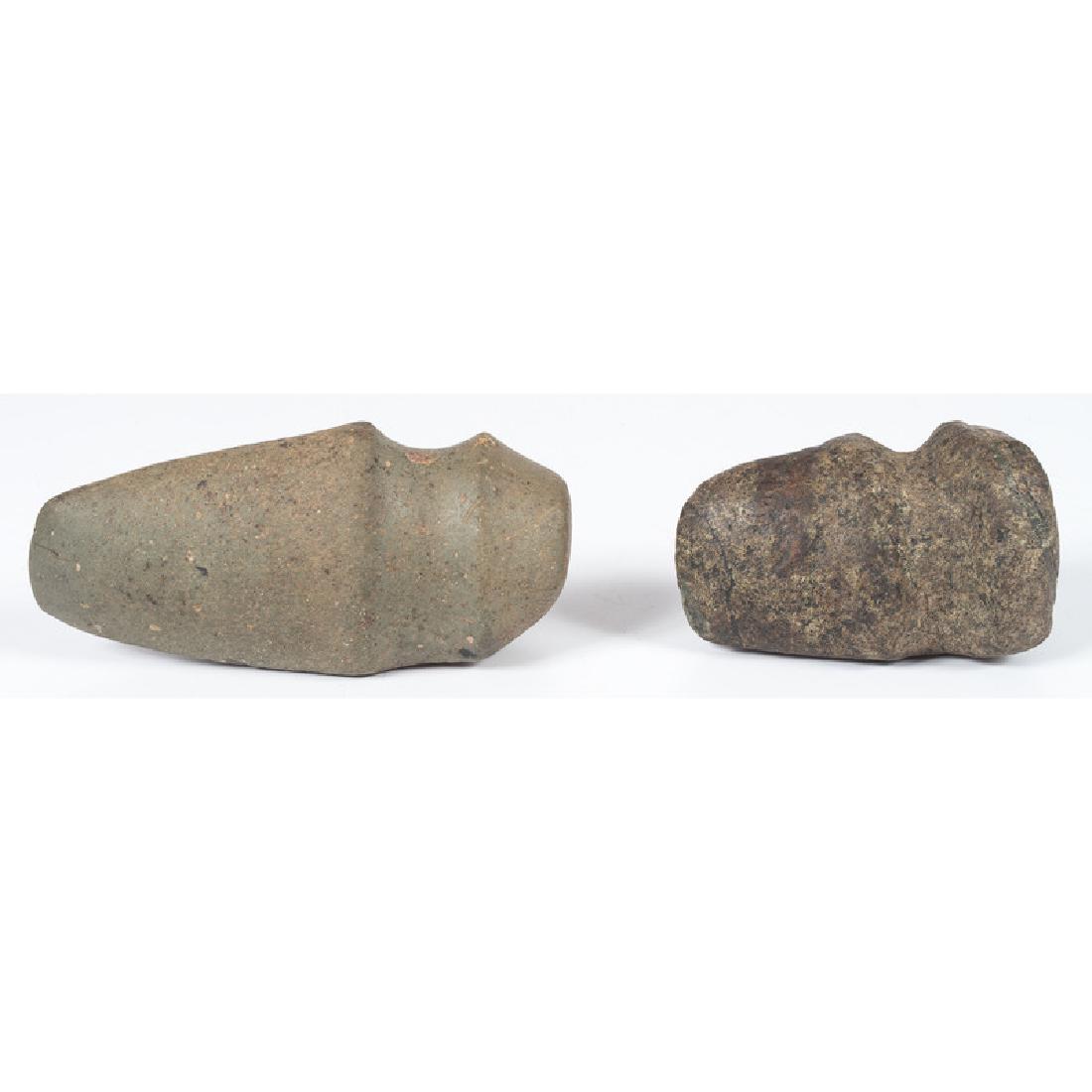 Two 3/4 Groove Axes: From the Collection of Jon Anspaugh, Wapakoneta, Ohio Late Archaic Period, 4000-1000 B.C. Logan County, Ohio [longest] lot of 2, longest 7 in.