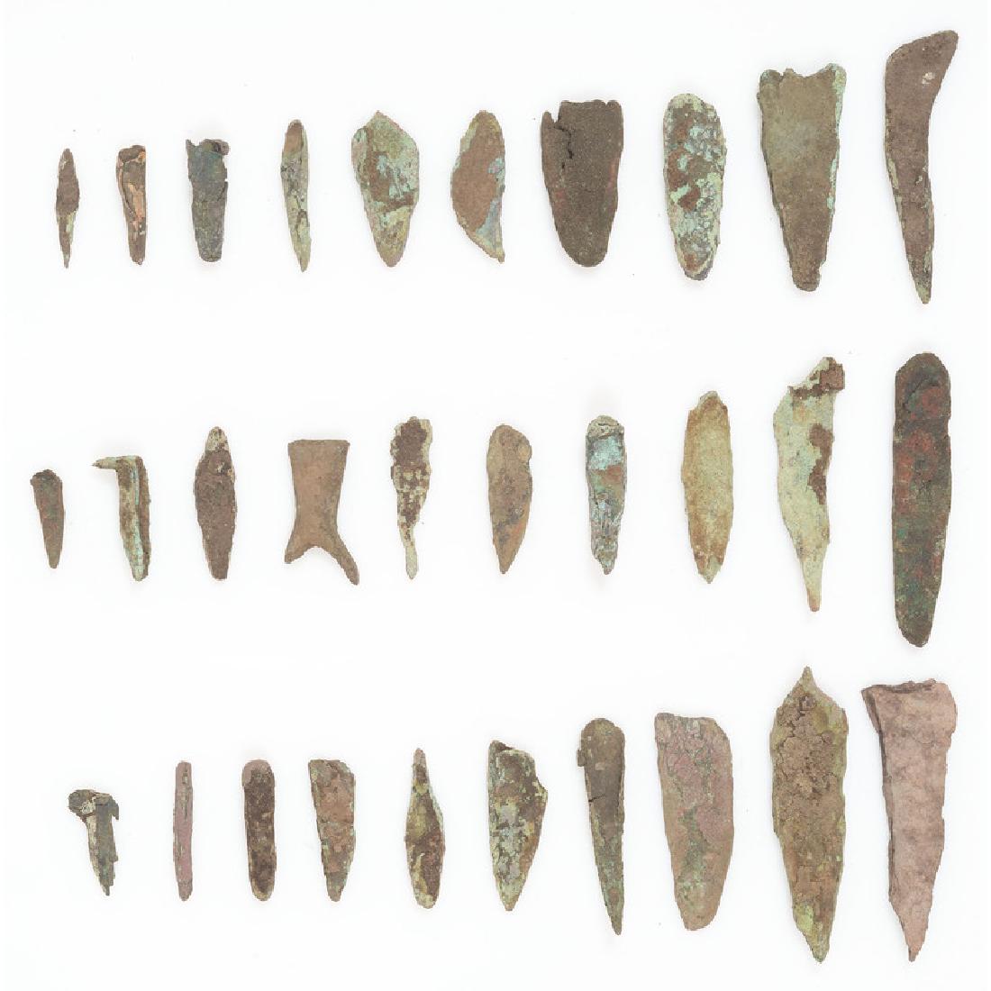 Old Copper Culture Tools: From the Collection of Roger "Buzzy" Mussatti, Michigan Old Copper Culture, 7000-3000 B.C. Gogebic County, Michigan lot of 30, longest 3 in.