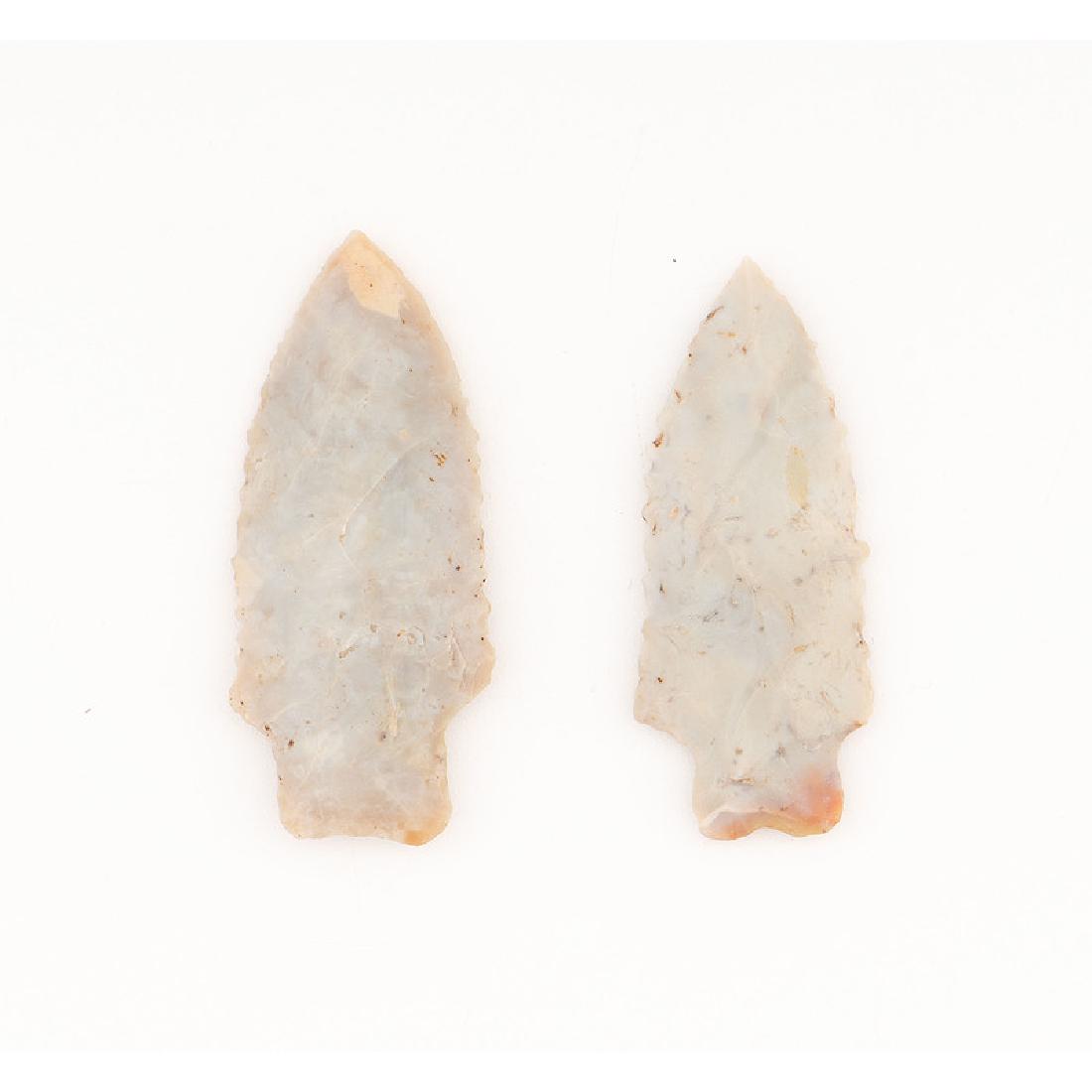 Two Heavy Duty Woodland Points: From the Collection of Jon Anspaugh, Wapakoneta, Ohio Woodland Period, 800 B.C. - A.D. 1200 lot of 2, longest 3 in.
