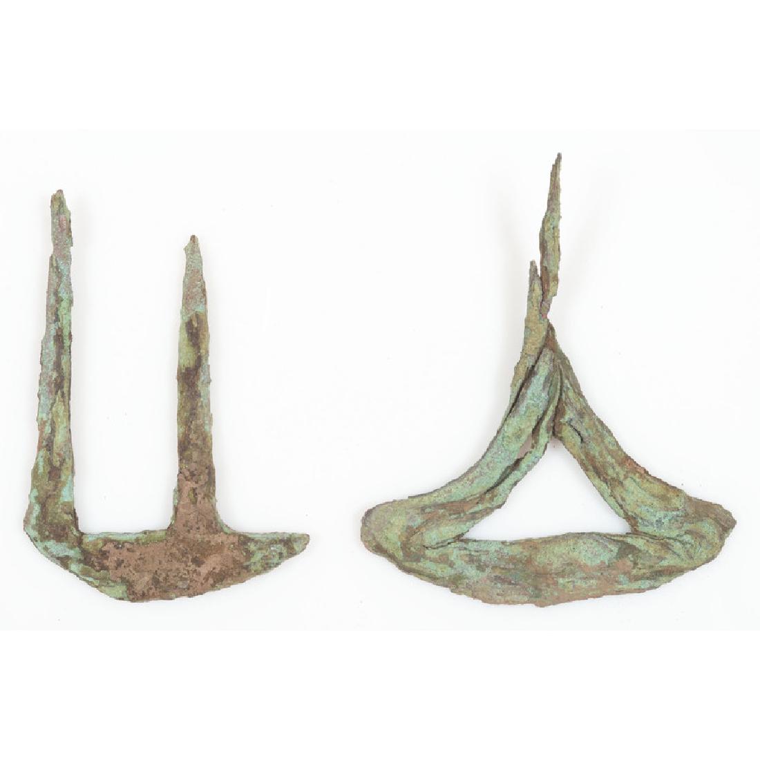 Old Copper Culture Crescents: From the Collection of Roger "Buzzy" Mussatti, Michigan Old Copper Culture, 7000-3000 B.C. lot of 2, longest 4 in.