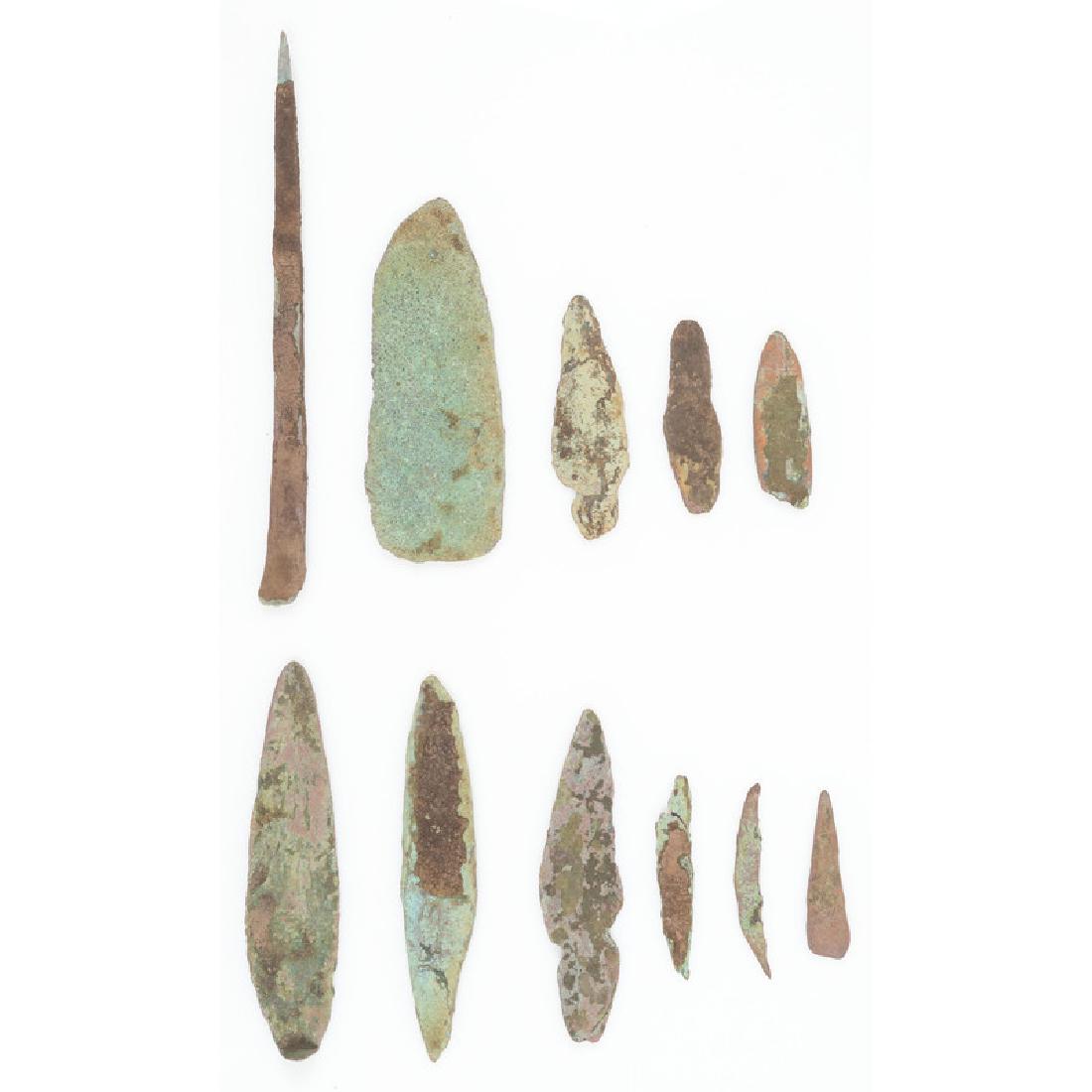 Old Copper Culture Points and Tools: From the Collection of Roger "Buzzy" Mussatti, Michigan Old Copper Culture, 7000-3000 B.C. Vilas County, Wisconsin / Gogebic County, Michigan Border lot of 11, longest 6 in.