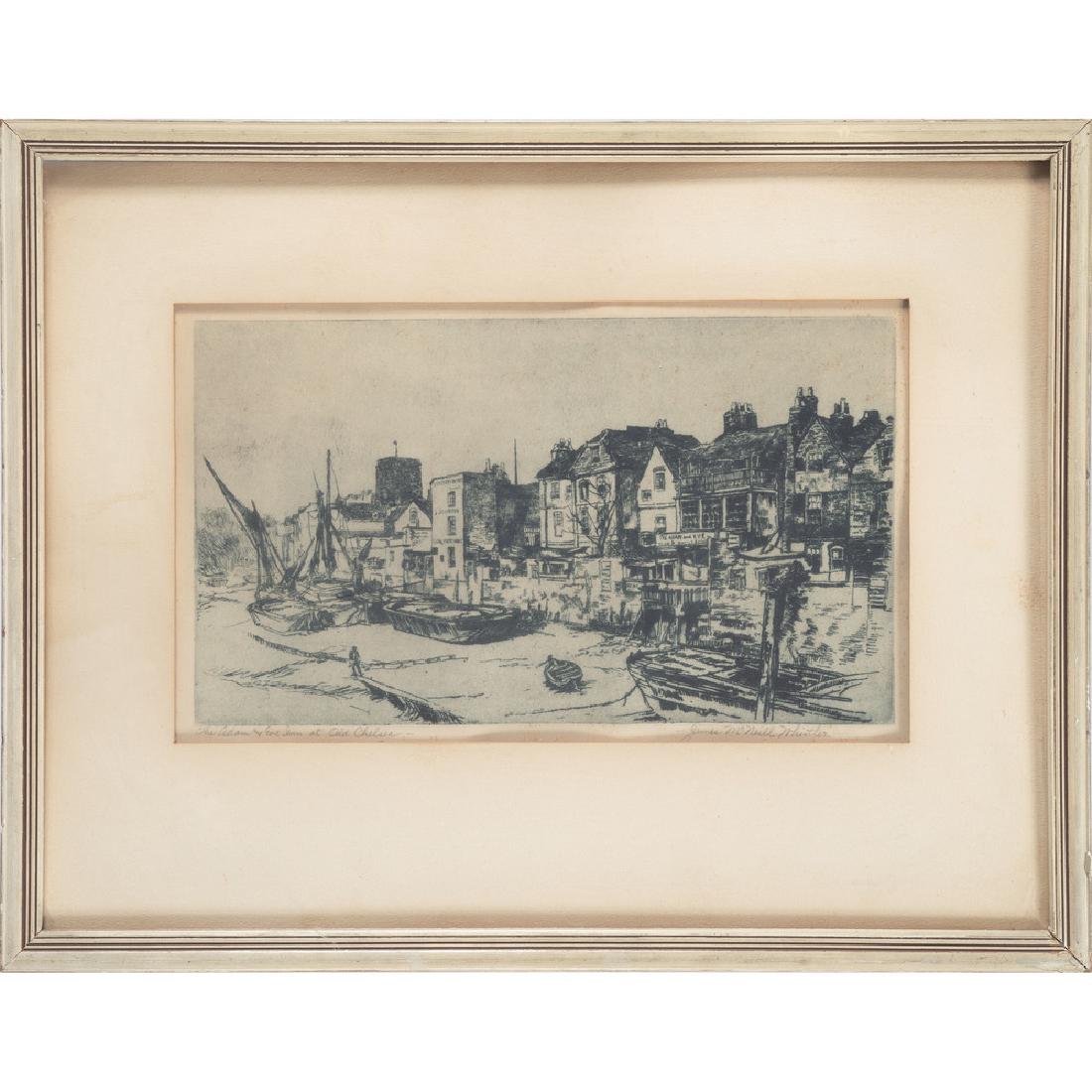 After James A. McNeill Whistler (American, 1834-1903): The Adam And Eve Inn At Old Chelsea print on paper signed and titled in pencil l.r. matted and framed 5.5 x 9.25 in (sight) 11 x 14 in. (frame)This print is not an original etching
