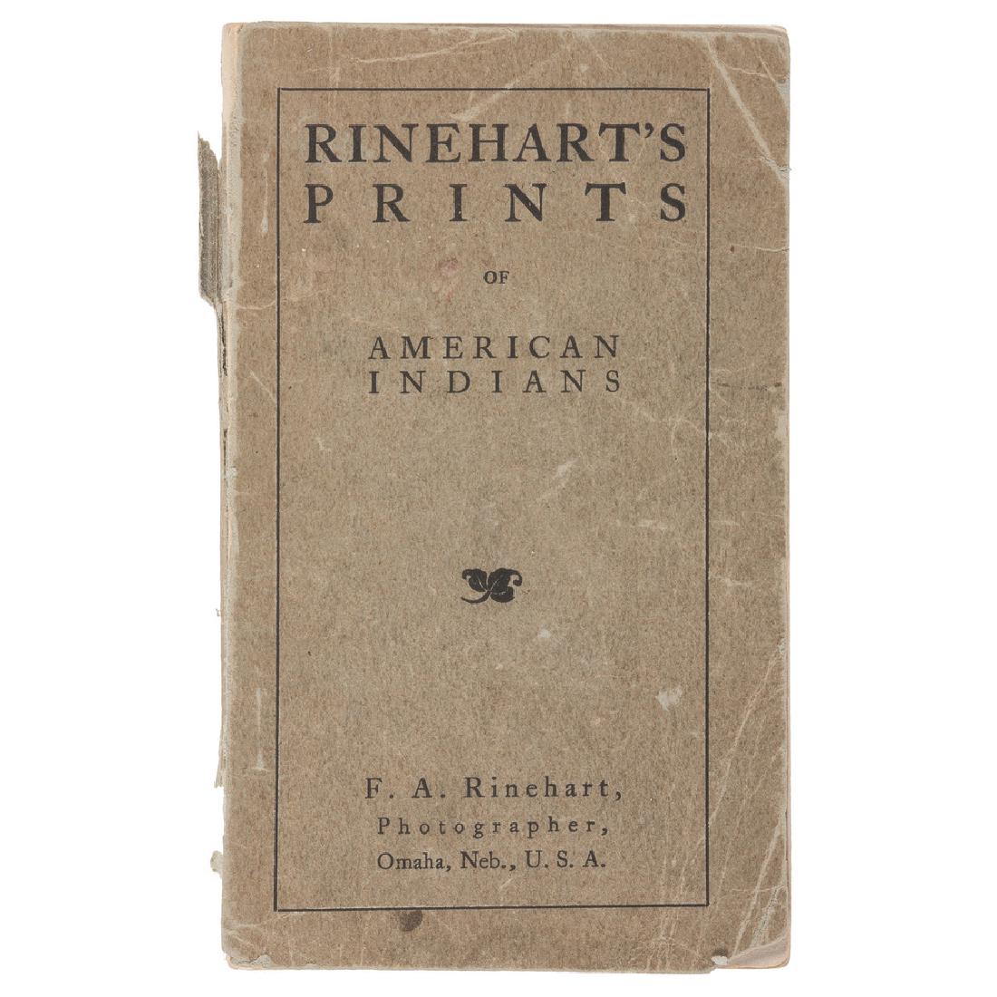 Scarce Catalogue of F.A. Rinehart's Photographs of: Scarce Catalogue of F.A. Rinehart's Photographs of American Indians Rinehart, F.A. Rinehart's Prints of American Indians. Omaha, NE: n.p., 1900. Small 24mo, printed card stock covers, staple and glued