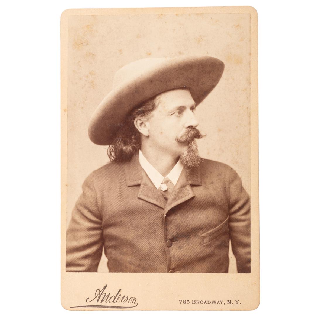 Buffalo Bill Cody Cabinet Card by Anderson, Ca 1880s: Buffalo Bill Cody Cabinet Card by Anderson, Ca 1880s Cabinet card of Buffalo Bill Cody on mount credited to Anderson, Broadway, New York City. The Wild West played the 1886 and 1888 seasons in New Yor