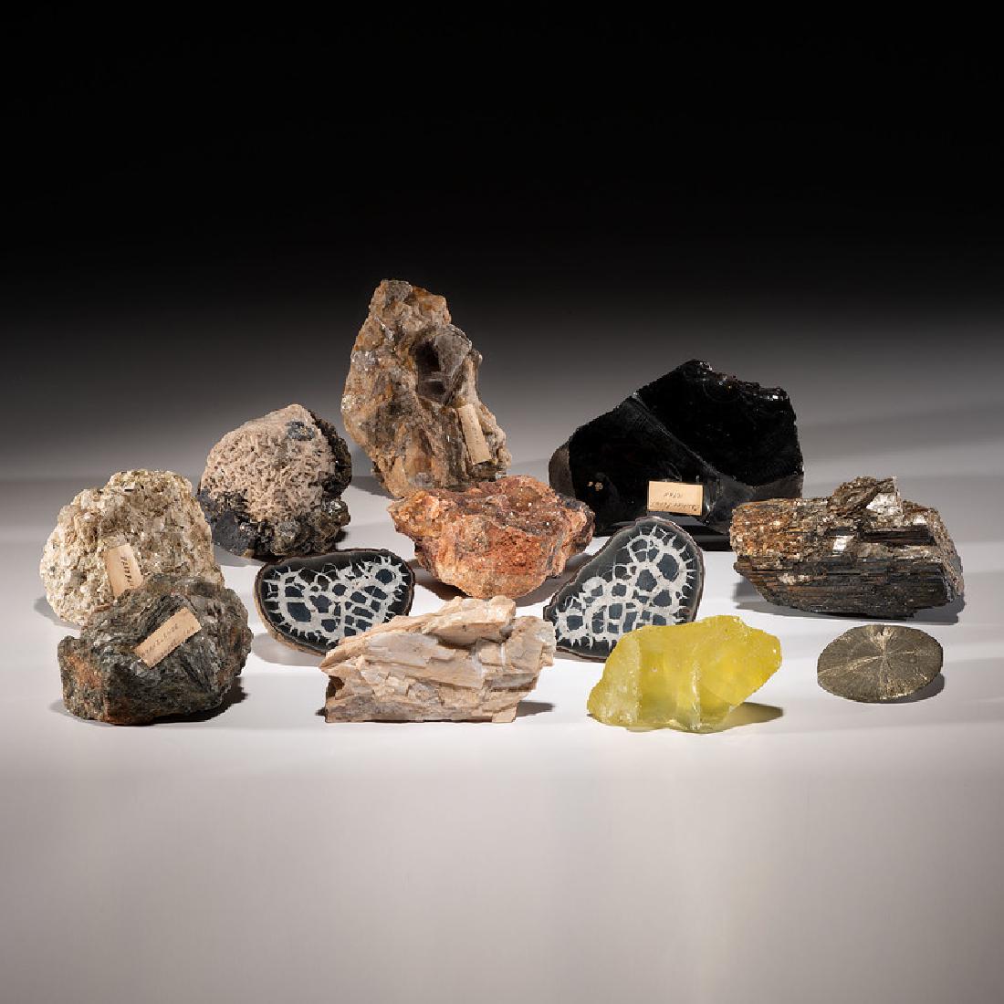 A Variety of Minerals: lot of 12, longest 8.25 in. Provenance from the Art Gerber Collection, Indiana