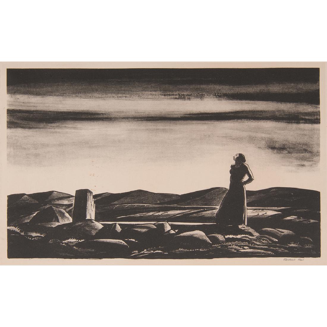 Rockwell Kent (American, 1882-1971) Lithograph: Rockwell Kent (American, 1882-1971) Lithograph Revisitation 1928 signed outside plate l.r. unframed, matted 8.5 x 13.75 in. (image), 16 x 22 in. (mat)