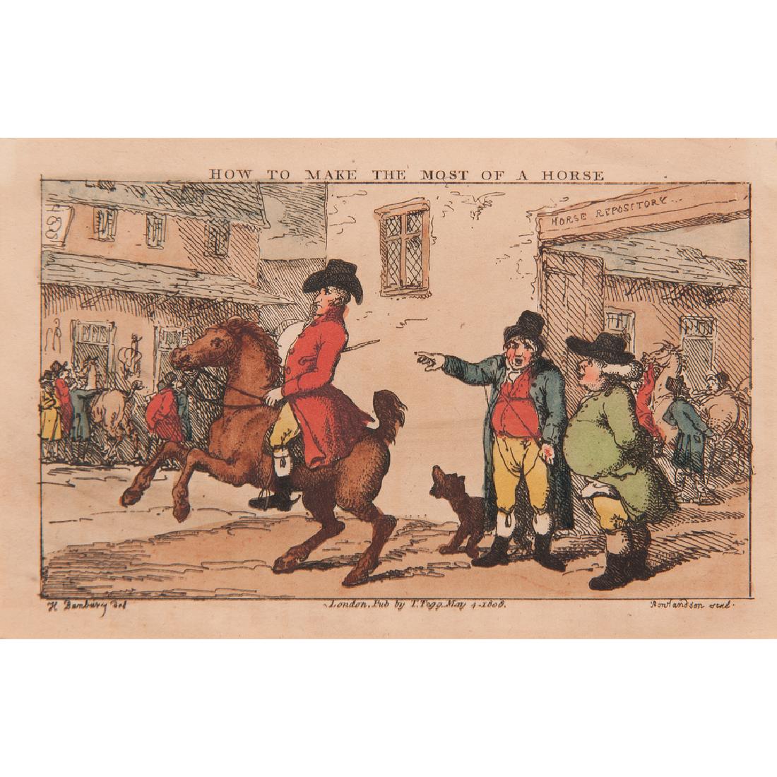 Early 19th-Century British Works on Paper, Lot of Seven: Early 19th-Century British Works on Paper, Lot of Seven Seven works on paper, including: four hand colored engravings, all framed, engraved by Thomas Rowlandson (British, 1756-1827) designed by Henry 