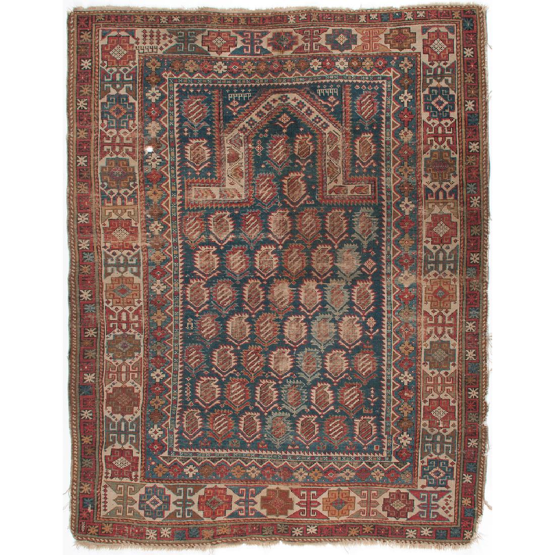 Caucasian Marasali Prayer Rug: Caucasian Marasali Prayer Rug Caucasian, ca. 1900. 3 ft. 8.75 in. x 4 ft. 10.5 in. (44.75 x 58.5 in.; 113.67 x 148.59 cm).
