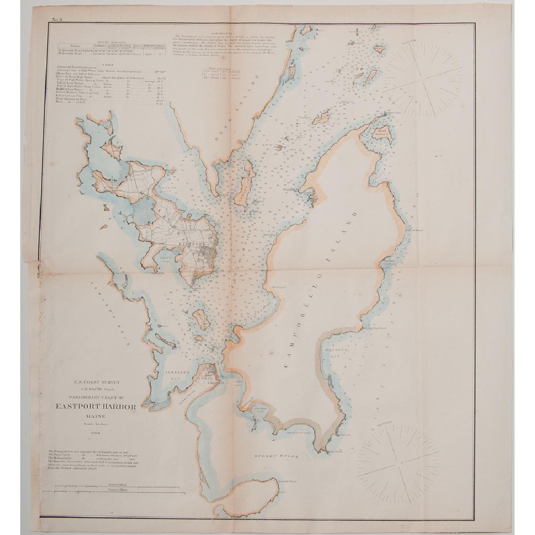 United States Coastal Survey Maps, Lot of Thirteen: United States Coastal Survey Maps, Lot of Thirteen American, 19th century. Thirteen United States coastal survey maps by various artists, all unframed, including Eastport Harbor, Maine (1864); Sketch 