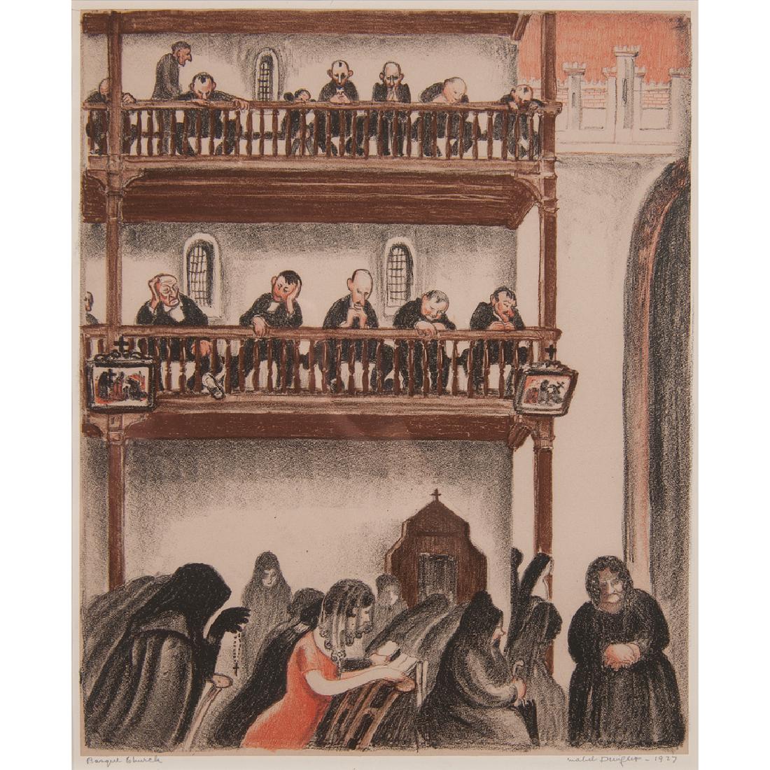 Mabel Dwight (American, 1876-1955) Lithograph: Mabel Dwight (American, 1876-1955) Lithograph Basque Church 1927 signed and dated l.r. titled l.l. framed 15.5 x 12.75 in. (plate), 24.75 x 18.75 in. (frame)