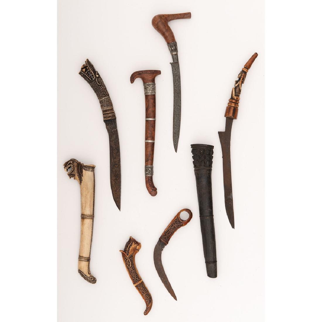 Lot of Four Indonesian Knives: Assorted knives from Java and Sumatra.