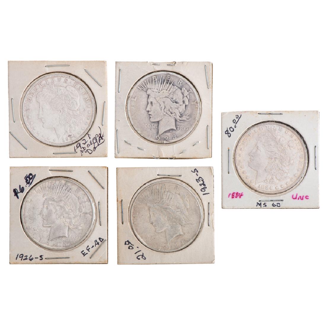United States Silver Dollars, Lot of Five (1 of 2)