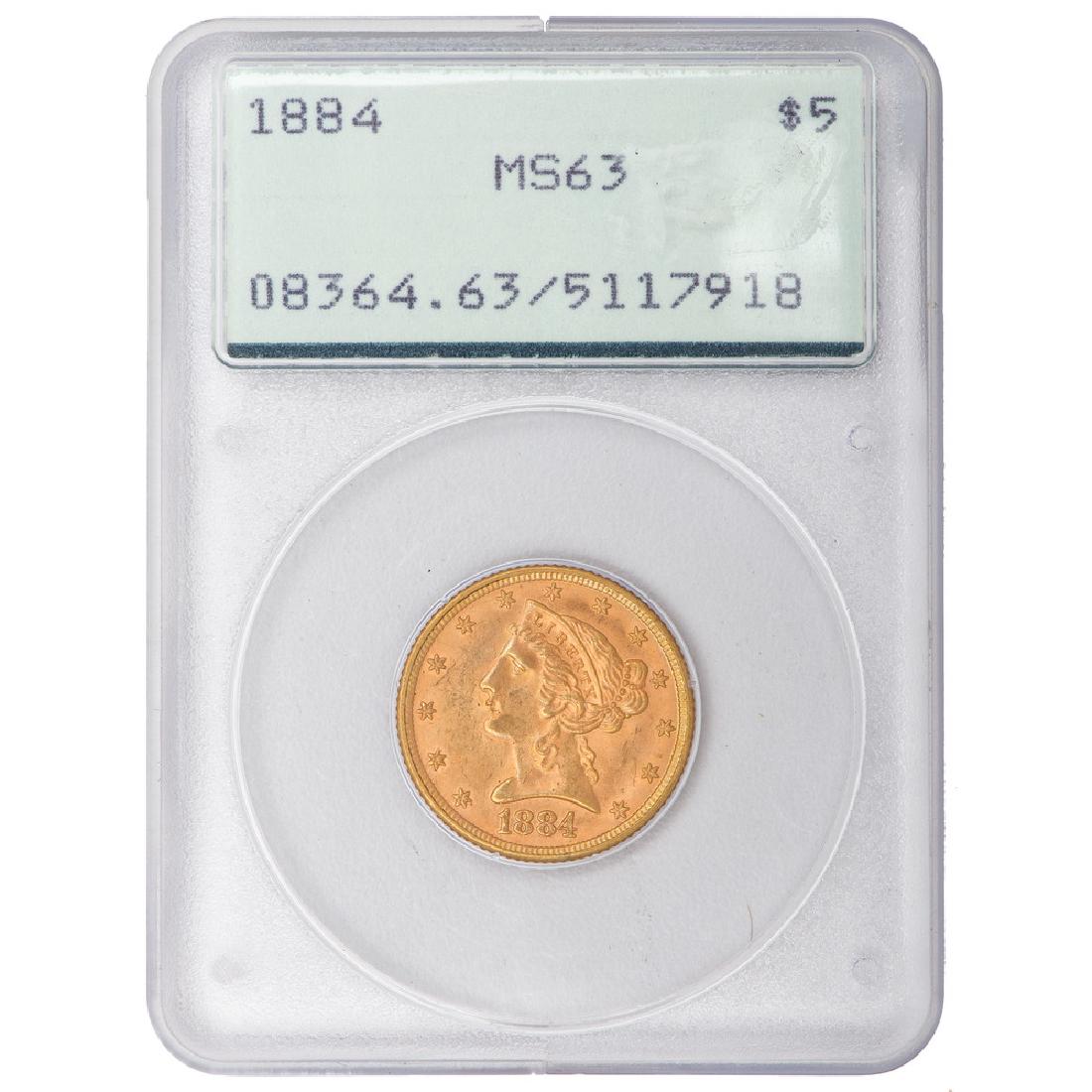 United States $5 Gold Liberty Head 1884, PCGS MS63 (1 of 2)