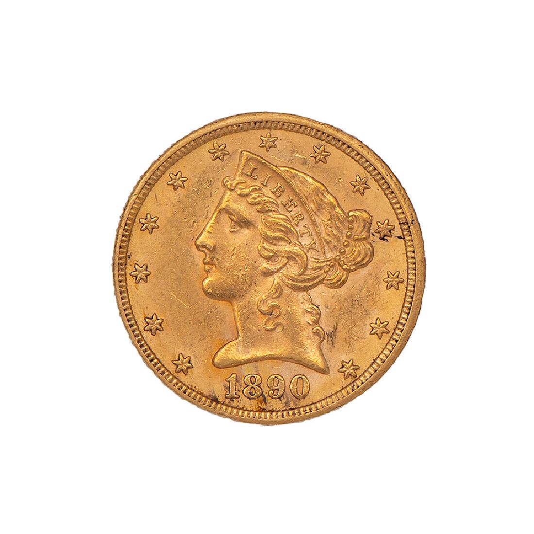 United States $5 Gold Liberty Head 1890-CC (1 of 2)